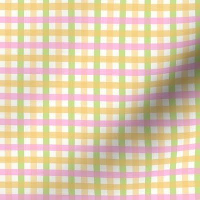 1/4 inch Small Three -color gingham check - Samoan sun yellow, light green and Lavender pink -  cottagecore country plaid - vichy check - nursery - baby girl - buffalo check checkerboard