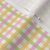 1/4 inch Small Three -color gingham check - Samoan sun yellow, light green and Lavender pink -  cottagecore country plaid - vichy check - nursery - baby girl - buffalo check checkerboard