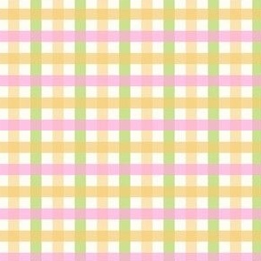 1/4 inch Small Three -color gingham check - Samoan sun yellow, light green and Lavender pink -  cottagecore country plaid - vichy check - nursery - baby girl - buffalo check checkerboard