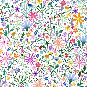 Folk Art Flower Meadow Artwork light mix