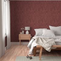 Modern Geometric Wall - Textured Monotone Mosaic of Shapes - In Brick Red Tones