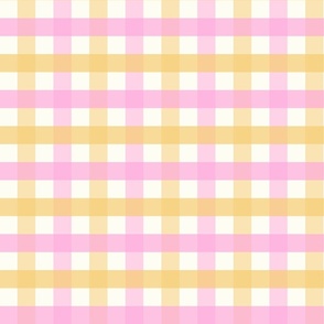 1 inch Large Two-color gingham check - Samoan sun yellow and Lavender pink -  cottagecore country plaid - vichy check - nursery - baby girl - buffalo check checkerboard