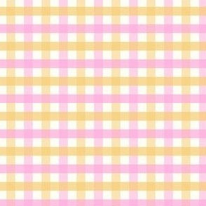 1/4 inch Small two-color gingham check - Samoan sun yellow and Lavender pink -  cottagecore country plaid - vichy check - nursery - baby girl - buffalo check checkerboard