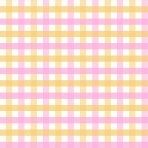 3/4 inch Medium Two-color gingham check - Samoan sun yellow and Lavender pink -  cottagecore country plaid - vichy check - nursery - baby girl - buffalo check checkerboard