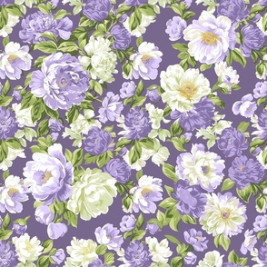 Spring Bloom - Lilac on Gray Violet Wallpaper 