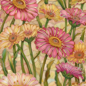 Golden Pink and Yellow Daisies
