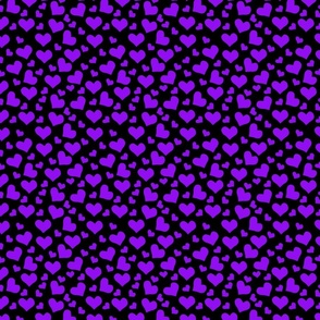 Purple Hearts - Black | Small version | Cute heart print