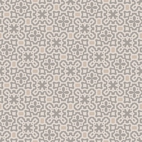 Interlocking Floral and Geometric Cross Weave - Serene Taupe and Beige