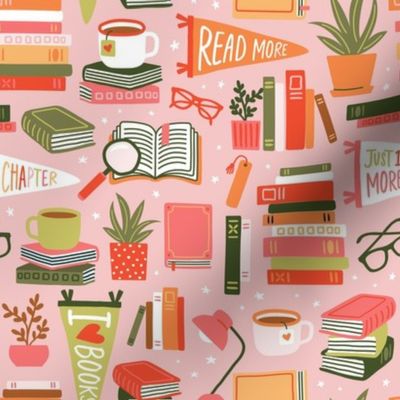 Booklover's Reading Frenzy  - Pink, Medium Scale