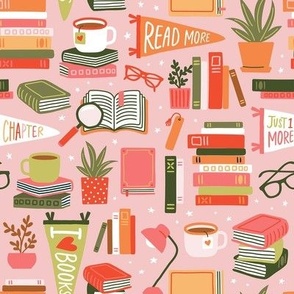 Booklover's Reading Frenzy  - Pink, Medium Scale