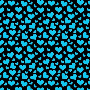 Blue Hearts - Black | Large Version | Cute heart print