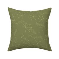 large - Dill wildflower florals with leaves -light fern green on iguana green