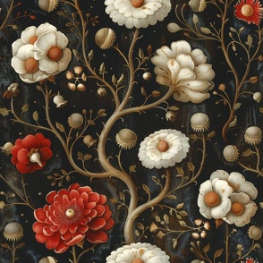 Medieval Red and White Flowers