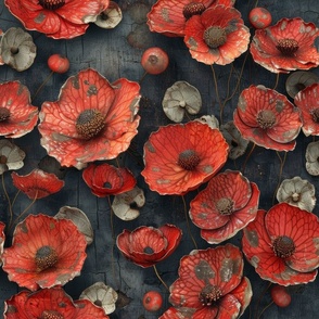 Distressed Red Flowers
