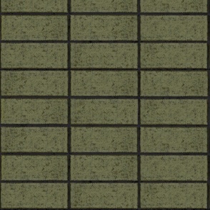 Mid-century Earthy Green Faux Stone Horizontal Tile Wallpaper - Ideal for Kitchen, Bathroom, Laundry, Living Room
