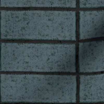 Mid-century Blue Faux Stone Horizontal Tile Wallpaper - Ideal for Kitchen, Bathroom, Laundry, Living Room