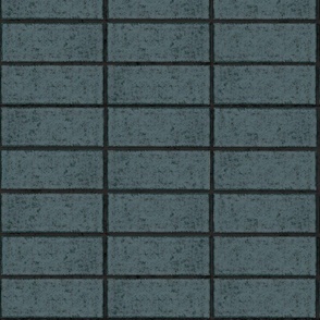 Mid-century Blue Faux Stone Horizontal Tile Wallpaper - Ideal for Kitchen, Bathroom, Laundry, Living Room