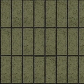 Mid-century Earthy Green Faux Stone Vertical Tile Wallpaper - Ideal for Kitchen, Bathroom, Laundry, Living Room