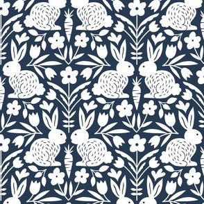 Springtime Easter Bunnies in Navy Blue and White – Large Scale