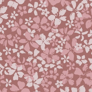 (L) Ditsy Blossoms | muted pink cream warm blush brown | Large Scale