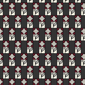 1905 Vintage "Roses" by Koloman Moser and Josef Hoffmann in Burgundy and Charcoal on Ivory - Coordinate