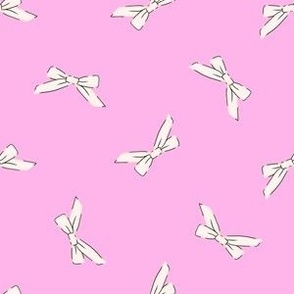 Small Tossed Bows, Cream on pink