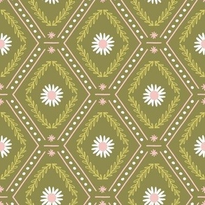 Folk Diamond - Olive Green, Large Scale