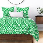 Scribbles Diamond Ikat in Kelly Green and WHite