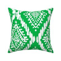 Scribbles Diamond Ikat in Kelly Green and WHite