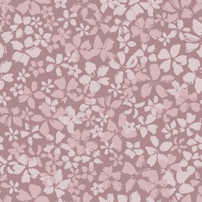 (M) Ditsy Blossoms | muted pink rose blush mauve cream | Medium Scale
