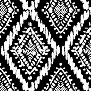 Scribble Diamond Ikat - Black and WHite