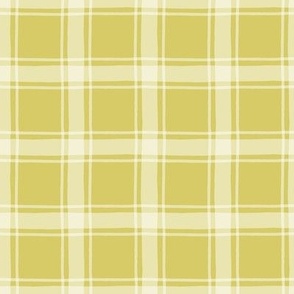 Hand drawn Windowpane Plaid - Chartreuse, Medium Scale