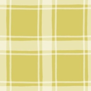 Hand drawn Windowpane Plaid - Chartreuse, Large Scale