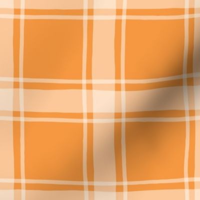 Hand drawn Windowpane Plaid - Tangerine, Large Scale