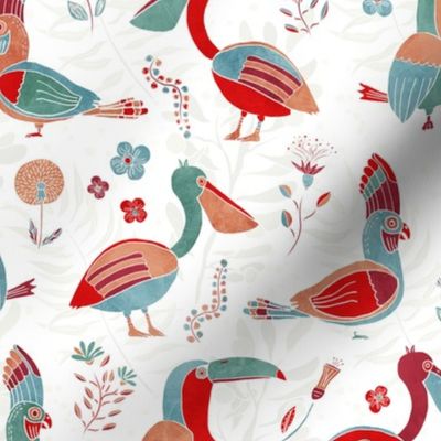 Tropical Birds Red