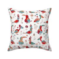 Tropical Birds Red