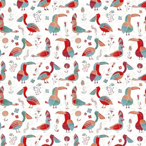 Tropical Birds Red