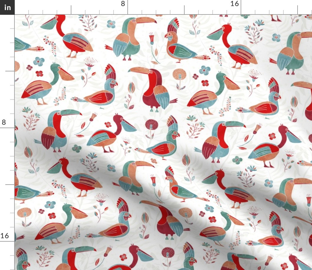 Tropical Birds Red