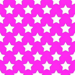  white stars on bright raspberry pink neon background
