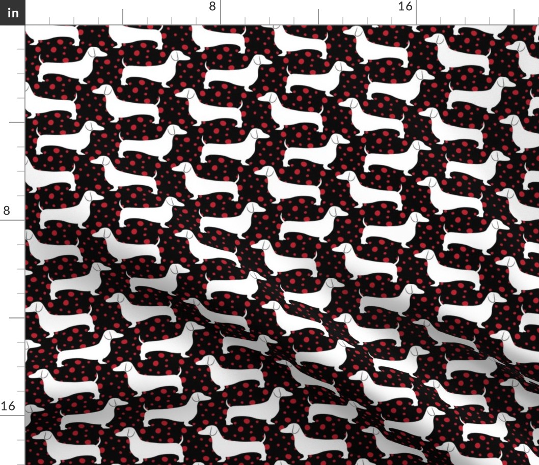 Polka Dachshunds (Black and Red)