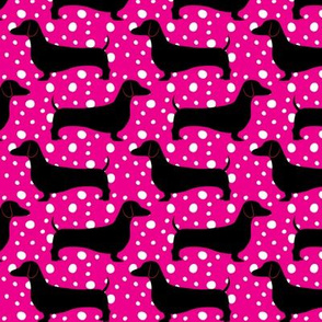 Polka Dachshunds (Pink and Black)