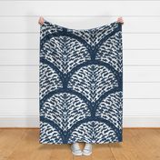 Boho Elegance: Textured Scallop,Navy Blue, Large