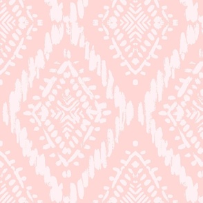 Scribble Diamond Ikat - Ballet Slipper Pink and WHite