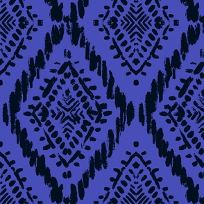 Scribbled Diamond Ikat Midnight Blue and Periwinkle