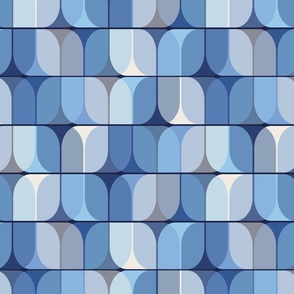 Funky Geometric Leaves (Blue) S