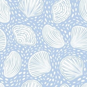 Sea Shells in Light Blue and White