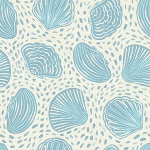 Sea Shells in off white and blue
