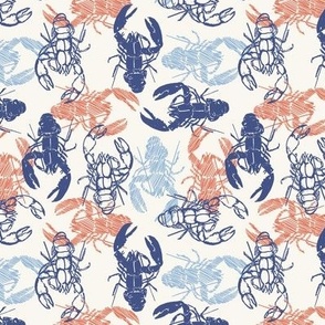 Lobster Camo_Small_Deep Ultramarine Blue-Flamingo Orange