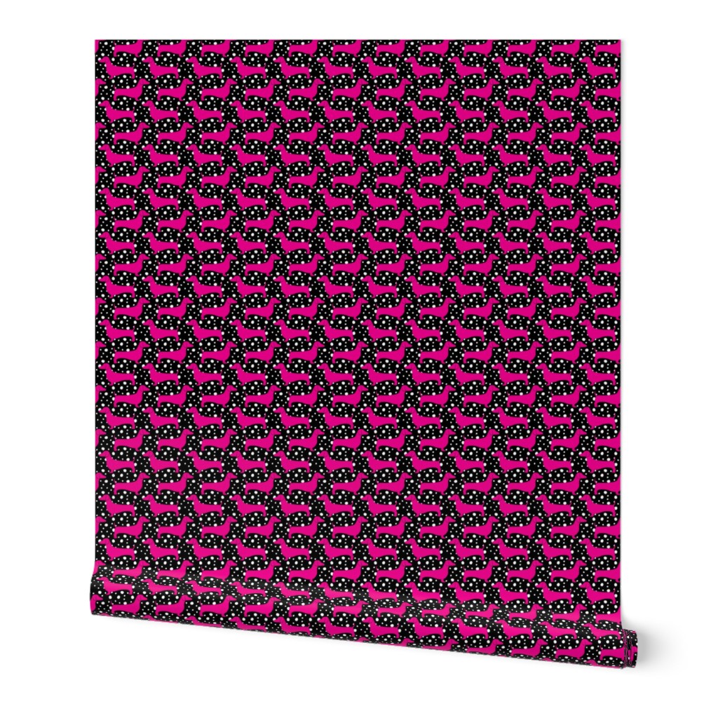 Polka Dachshunds (Black and Pink)