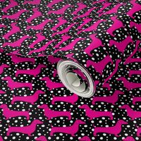 Polka Dachshunds (Black and Pink)